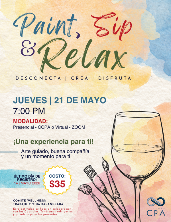 Paint, Sip & Relax - te invita el Comité de Wellness y Vida Balanceada