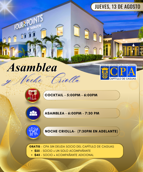 Asamblea Anual 2025-2026 y Noche Criolla - Capítulo de Caguas