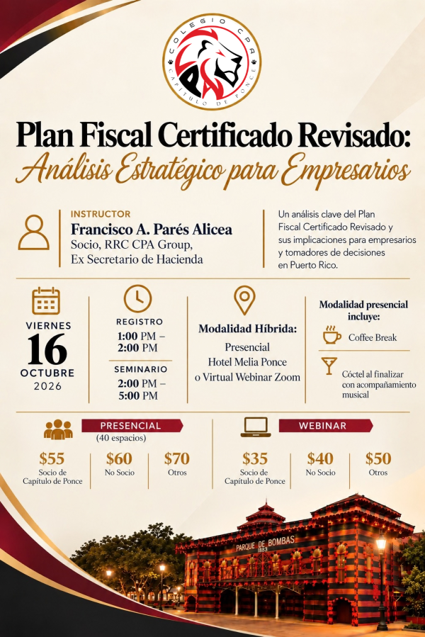 Webinar: Plan Fiscal Certificado Revisado: Análisis Estratégico para Empresarios
